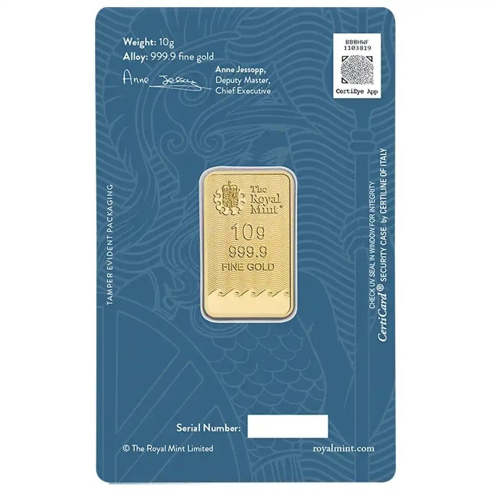 10g Royal Mint Secure Gold Bar in Assay Card - New Release